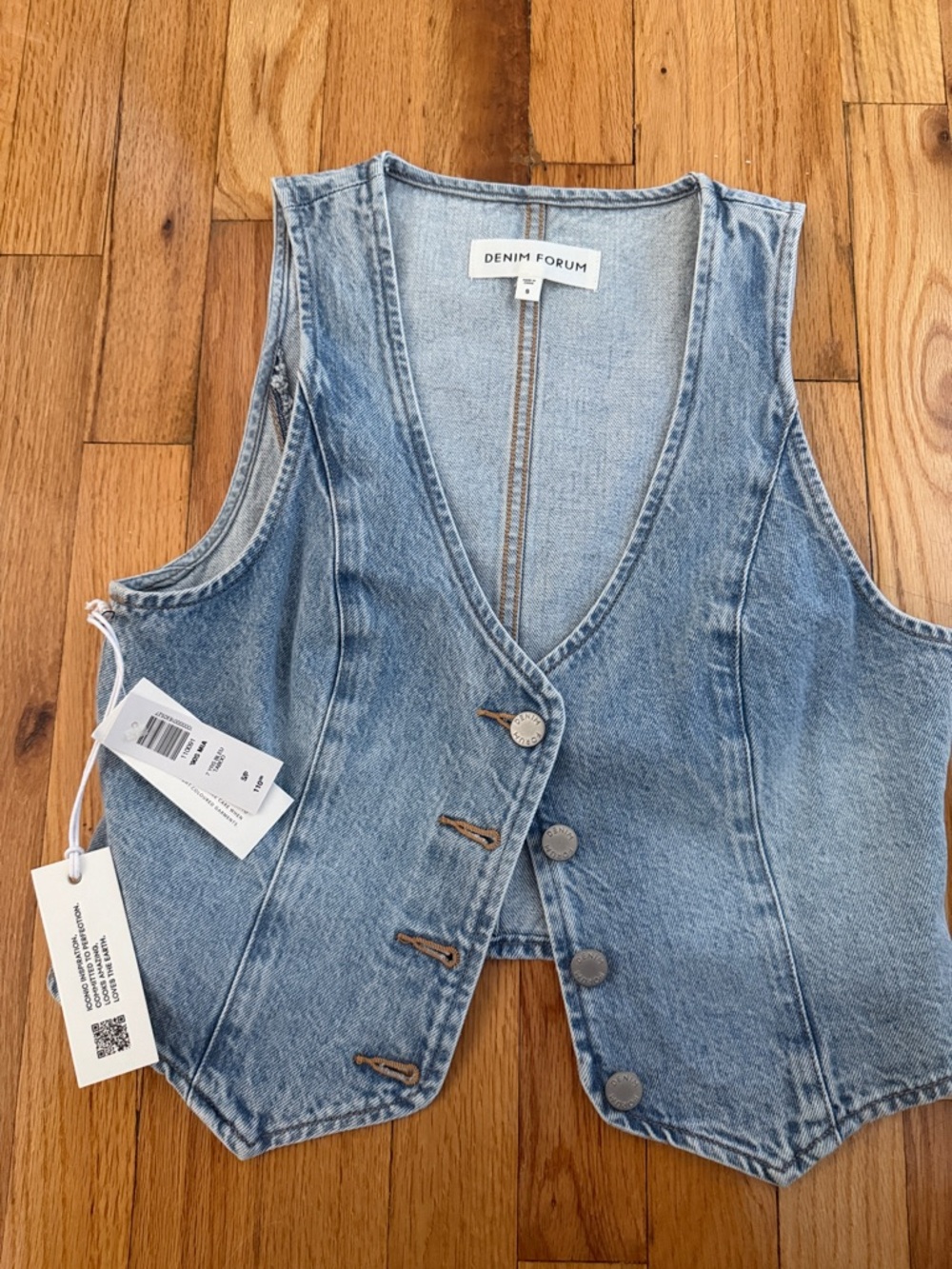 Denim Forum Light Blue Washed Denim Vest